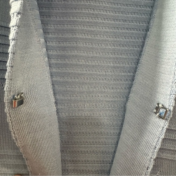 MISOOK Light Blue Knit Jacket Cardigan businesss casual office traditional sz XS - Picture 3 of 6